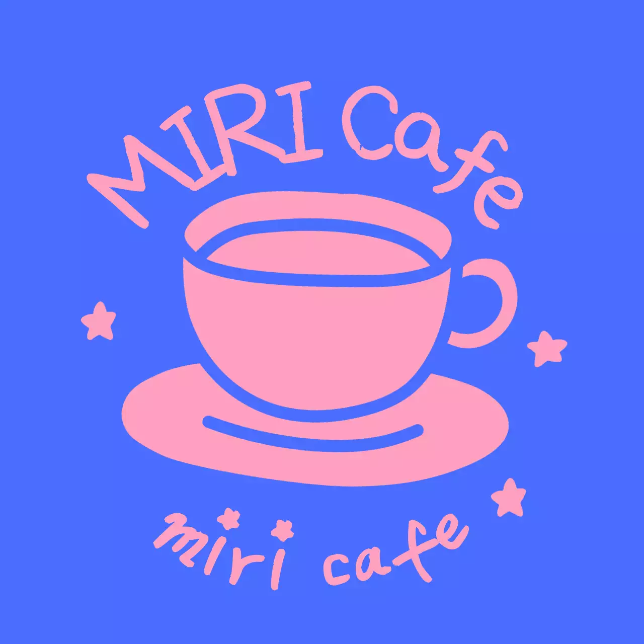 Logo kafe sederhana berwarna biru