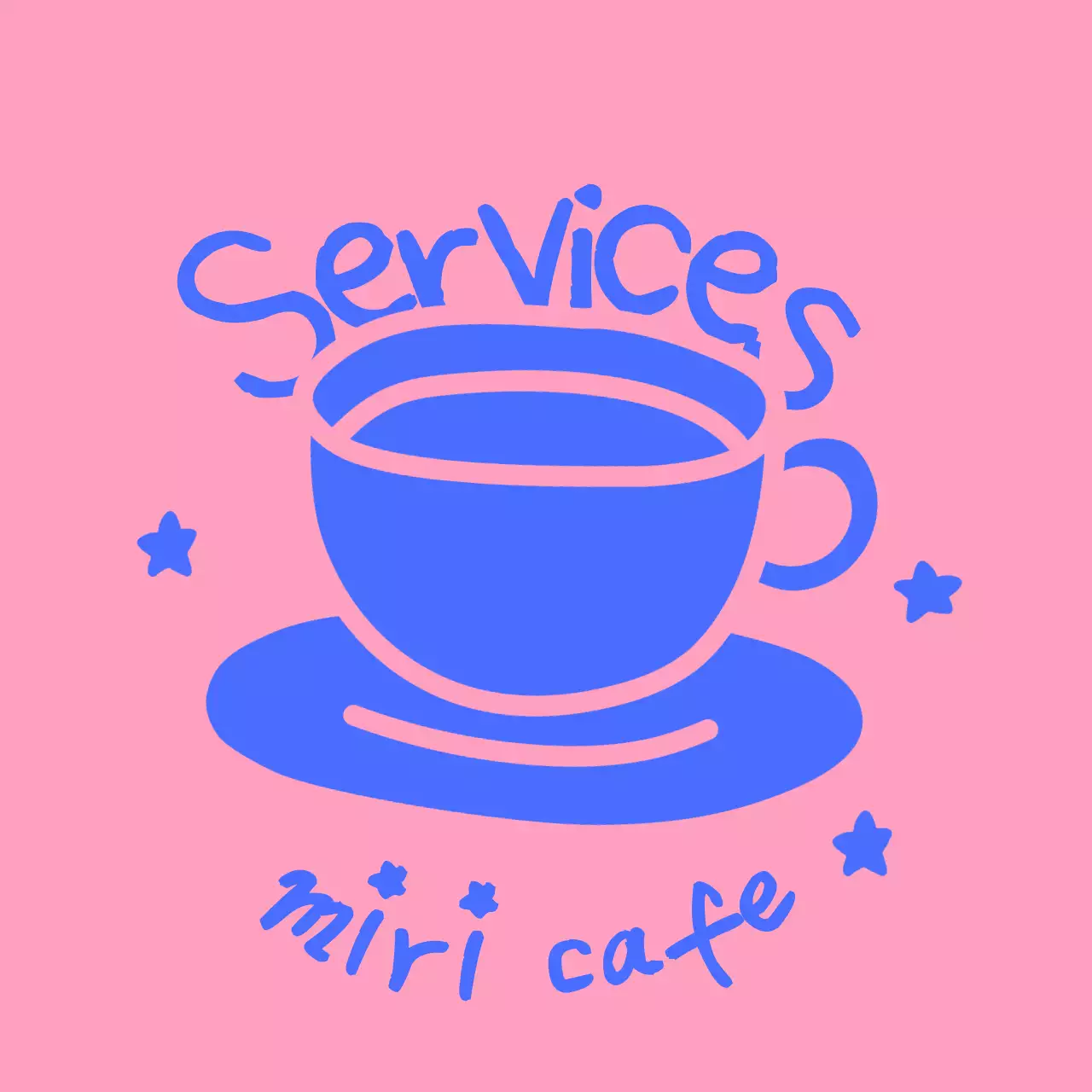 Logo kafe sederhana berwarna biru