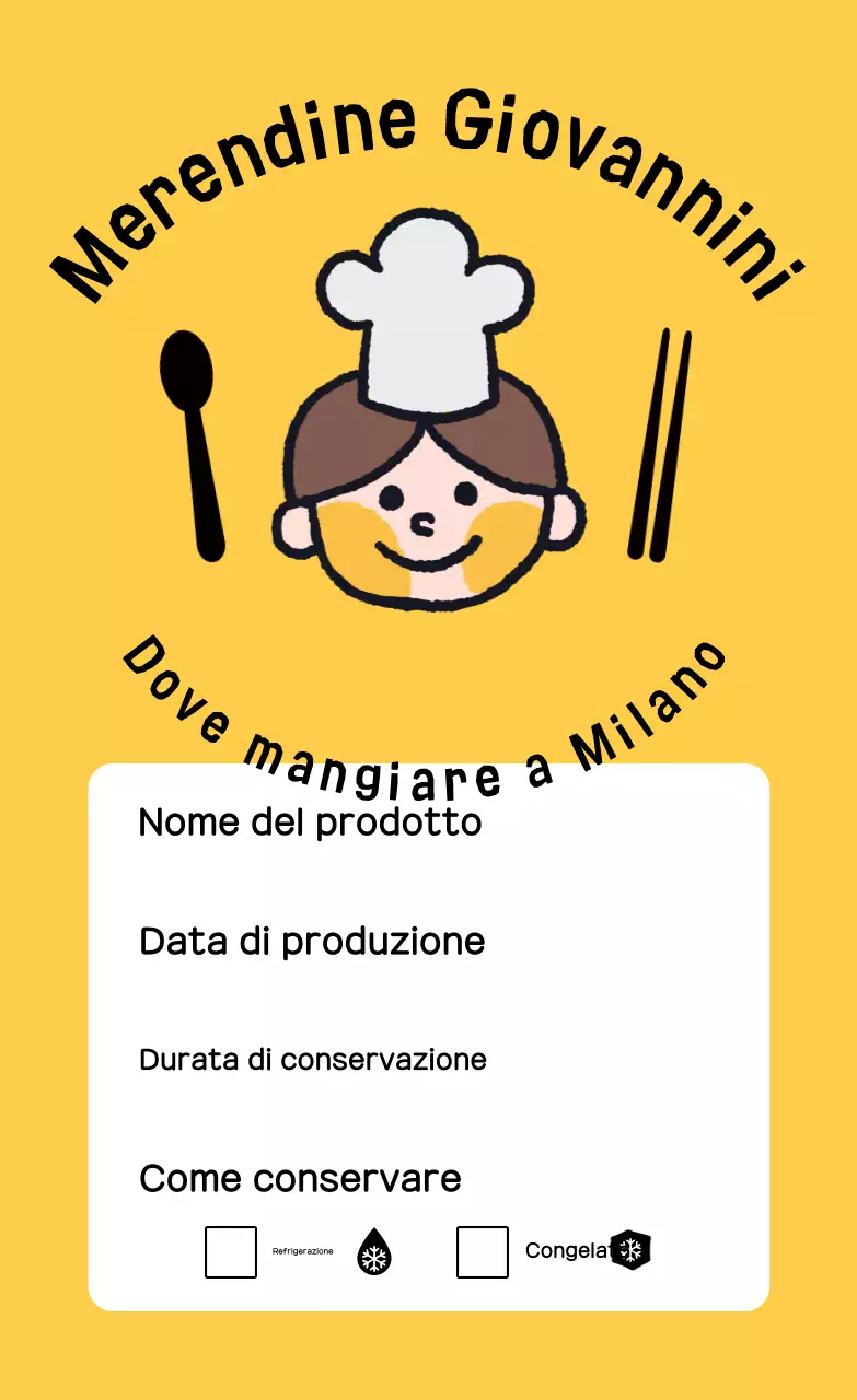 Etichette gialle per kit pasto