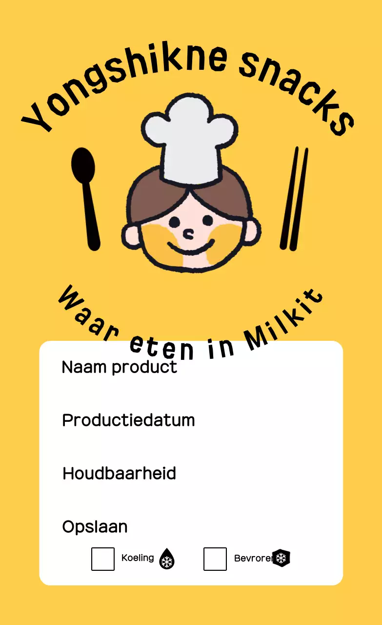 Gele schattige maaltijdetiketten