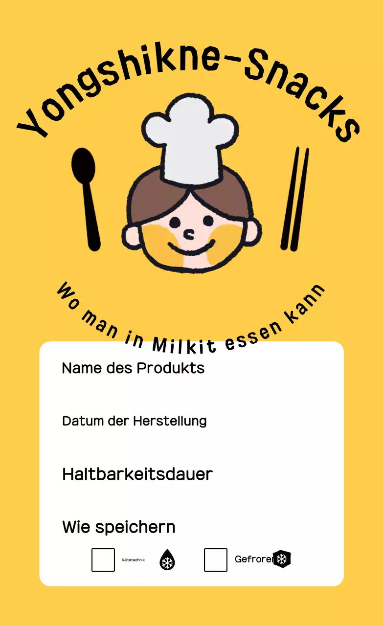 Gelbe niedliche Etiketten für Mahlzeitensets