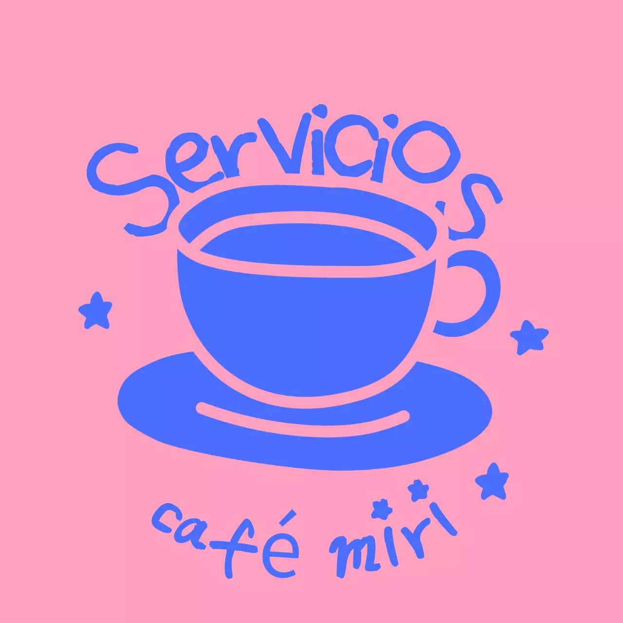 Logotipo azul de cafetería sencilla