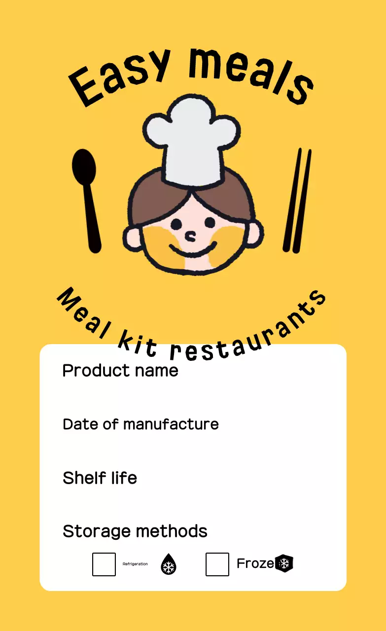 Yellow cute little meal kit labels