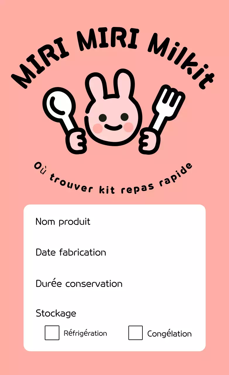 Étiquettes jaunes pour kits de repas