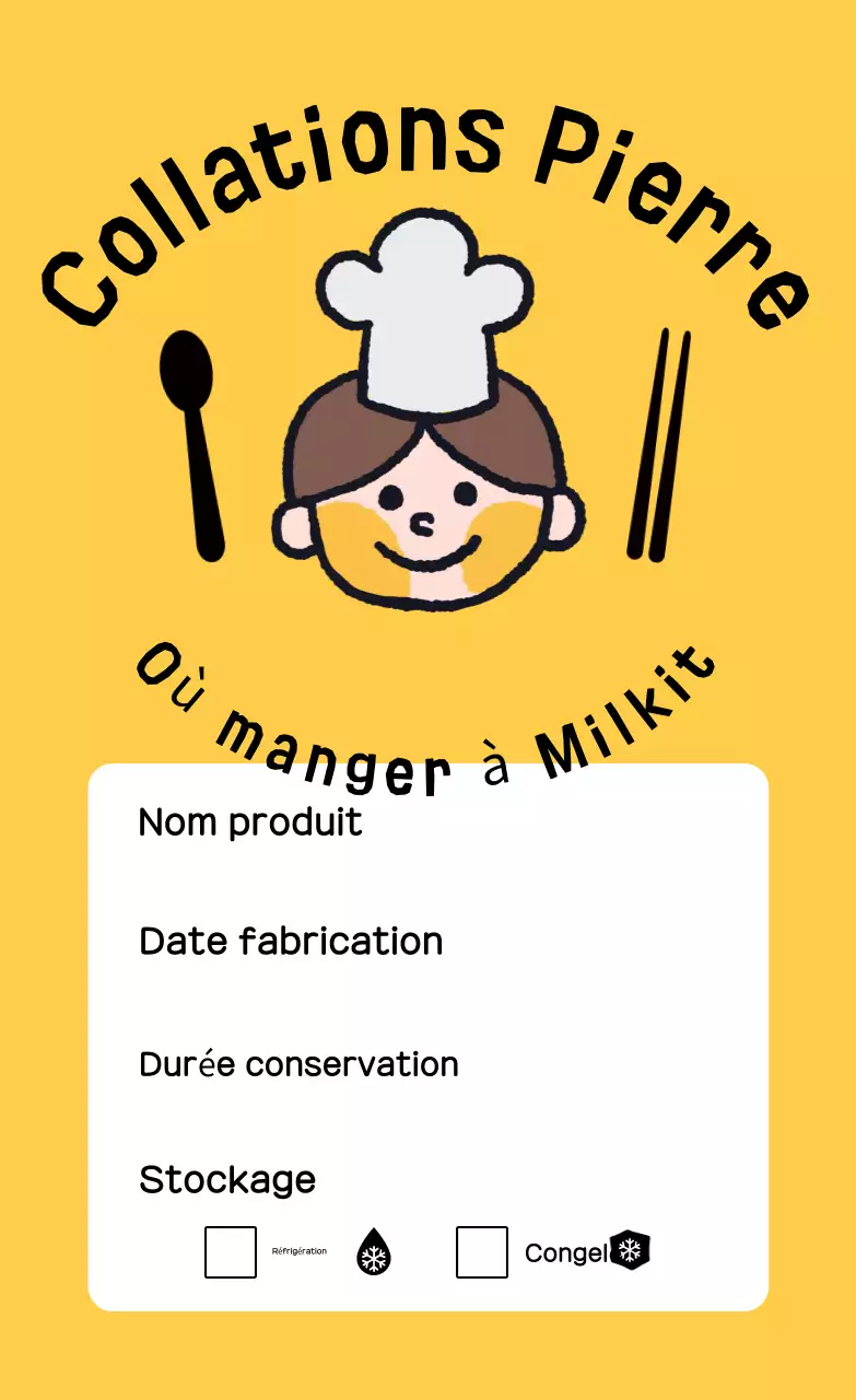 Étiquettes jaunes pour kits de repas