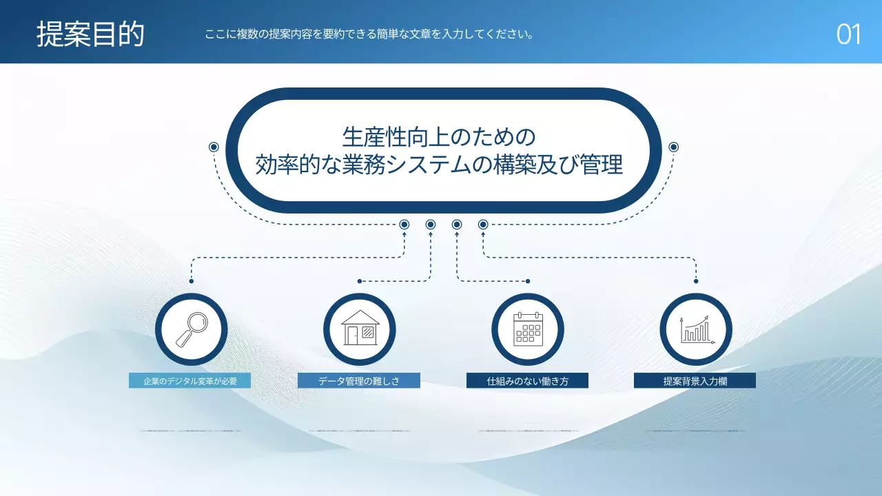 青 シンプル サービス 提案書 プレゼンテーション