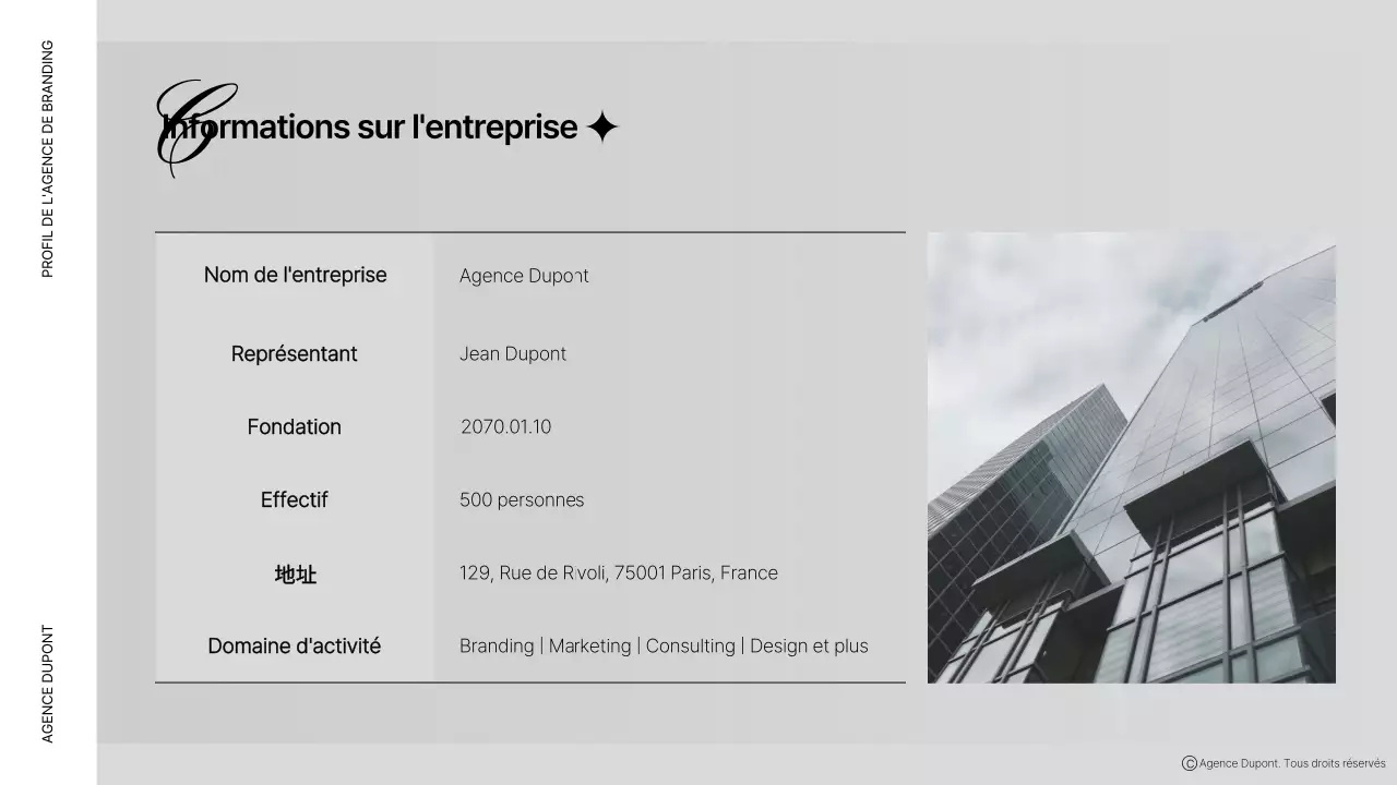 Description du profil de l'entreprise Brown modern