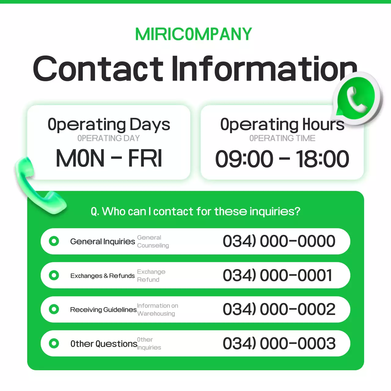 Pemberitahuan Informasi Kontak Green Modern Posting Media Sosial