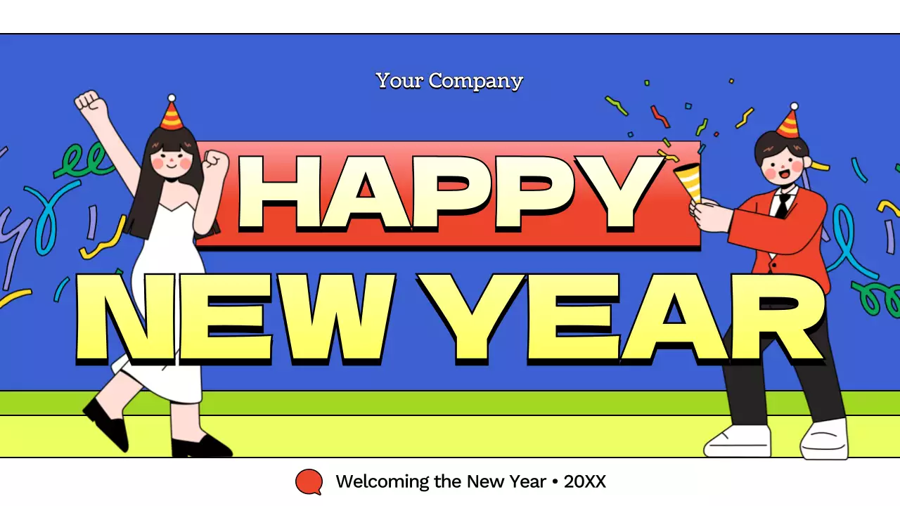 Blue Retro New Year Announcement Presentation