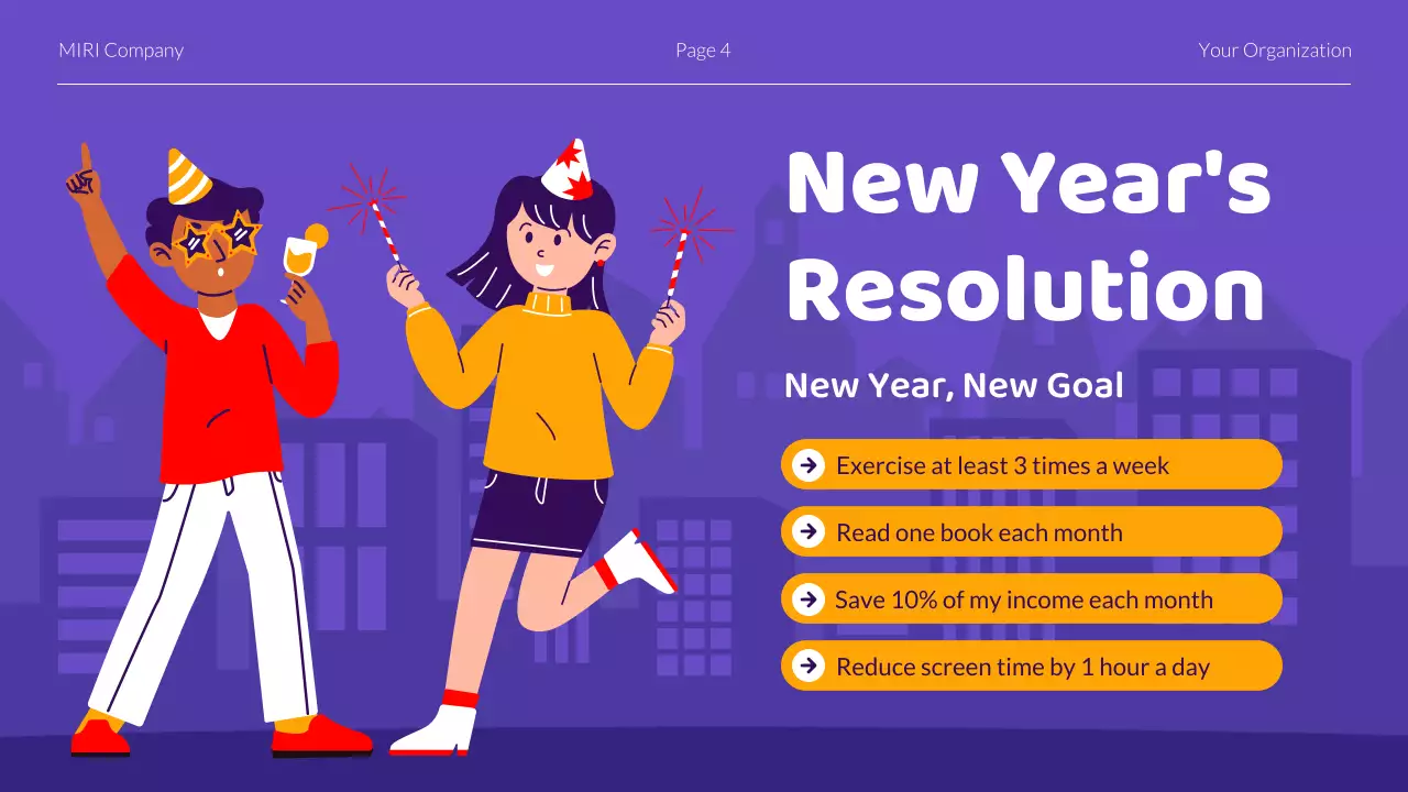 Purple Trendy New Year Report Presentation