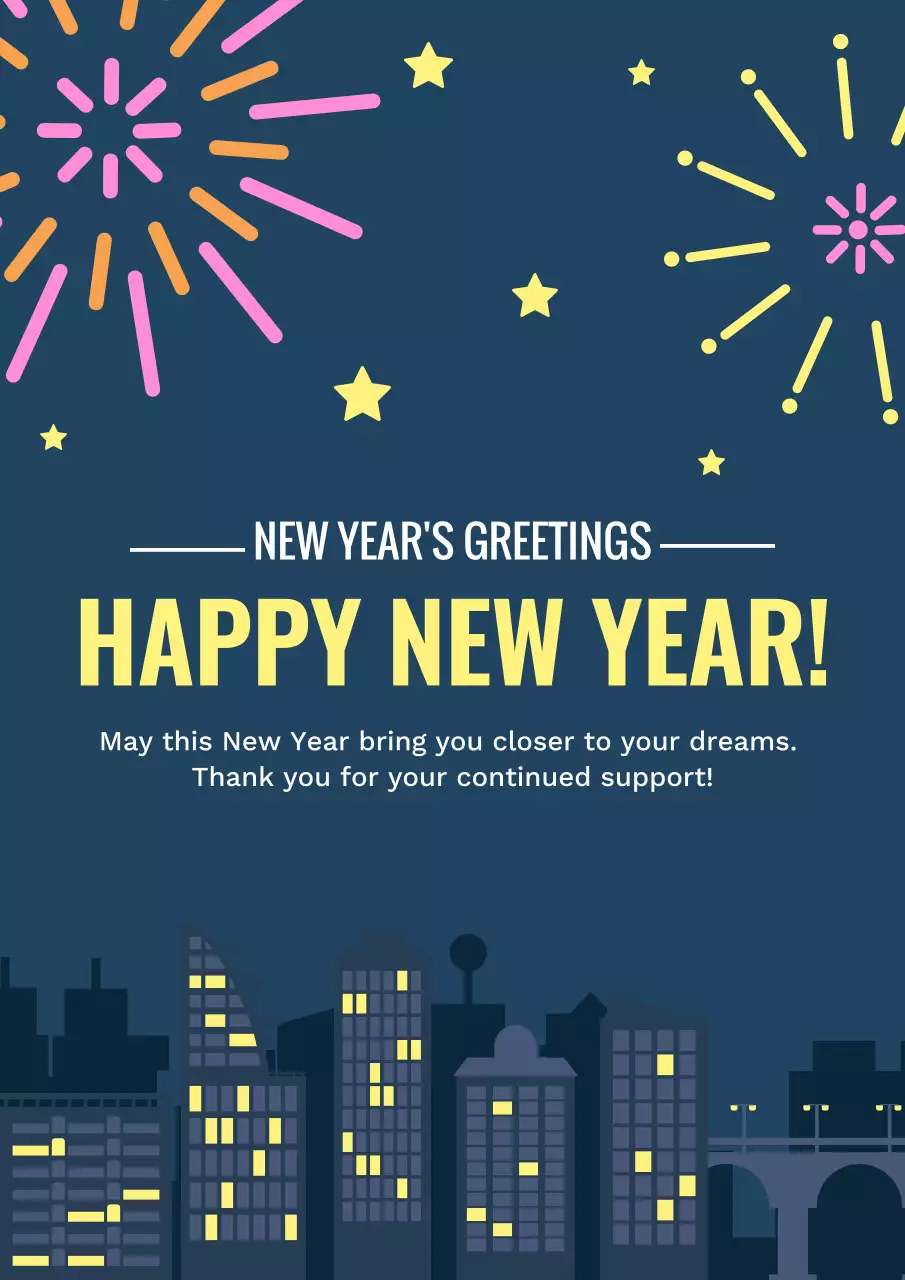 Navy Modern New Year's Card Poster