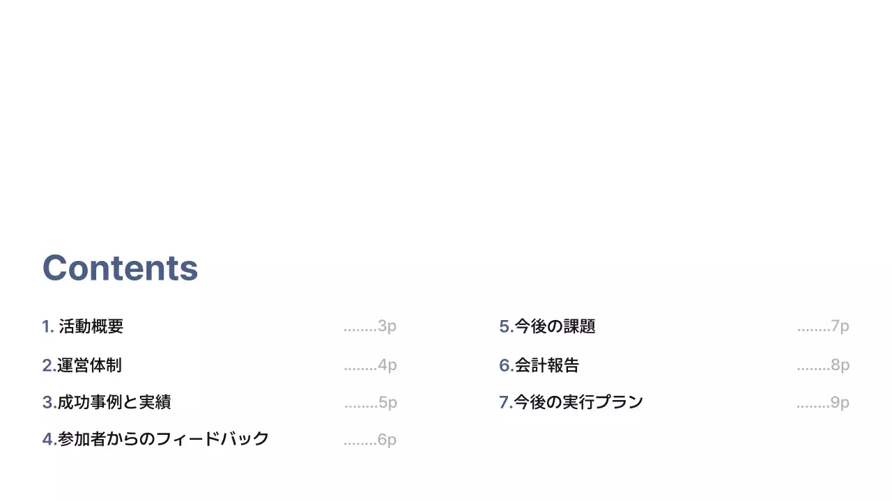 白 シンプル 活動報告書 ドキュメント プレゼンテーション