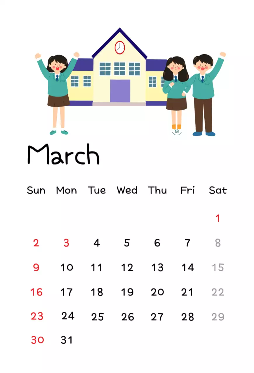 갈색 전통 새해 달력