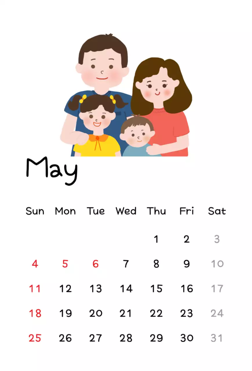 갈색 전통 새해 달력