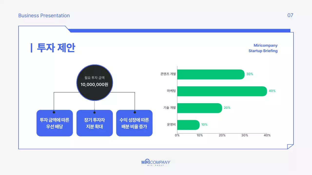 파랑색의 모던한 창업 설명회 기획서