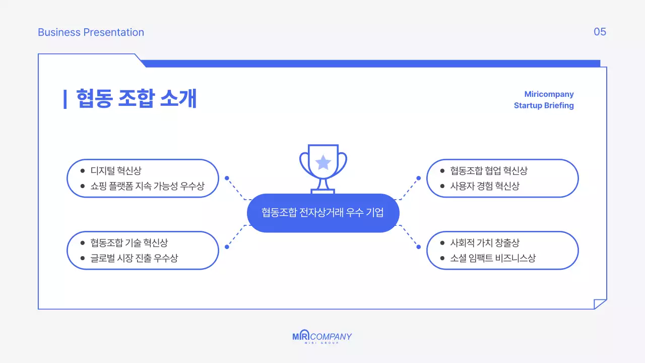 파랑색의 모던한 창업 설명회 기획서