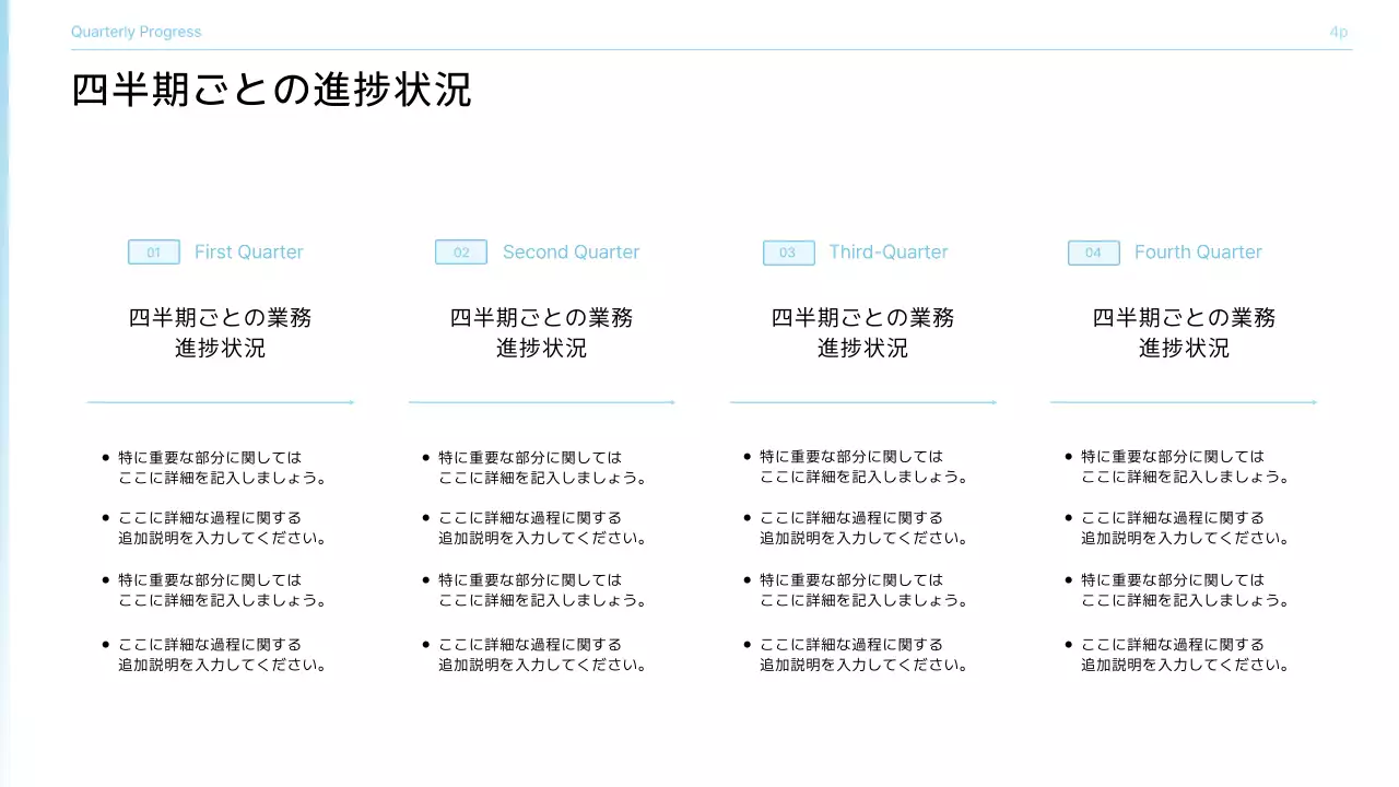 青 シンプル 成果報告 プレゼンテーション