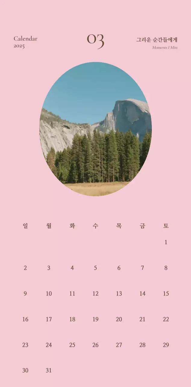 카키 빈티지 다이어리 캘린더