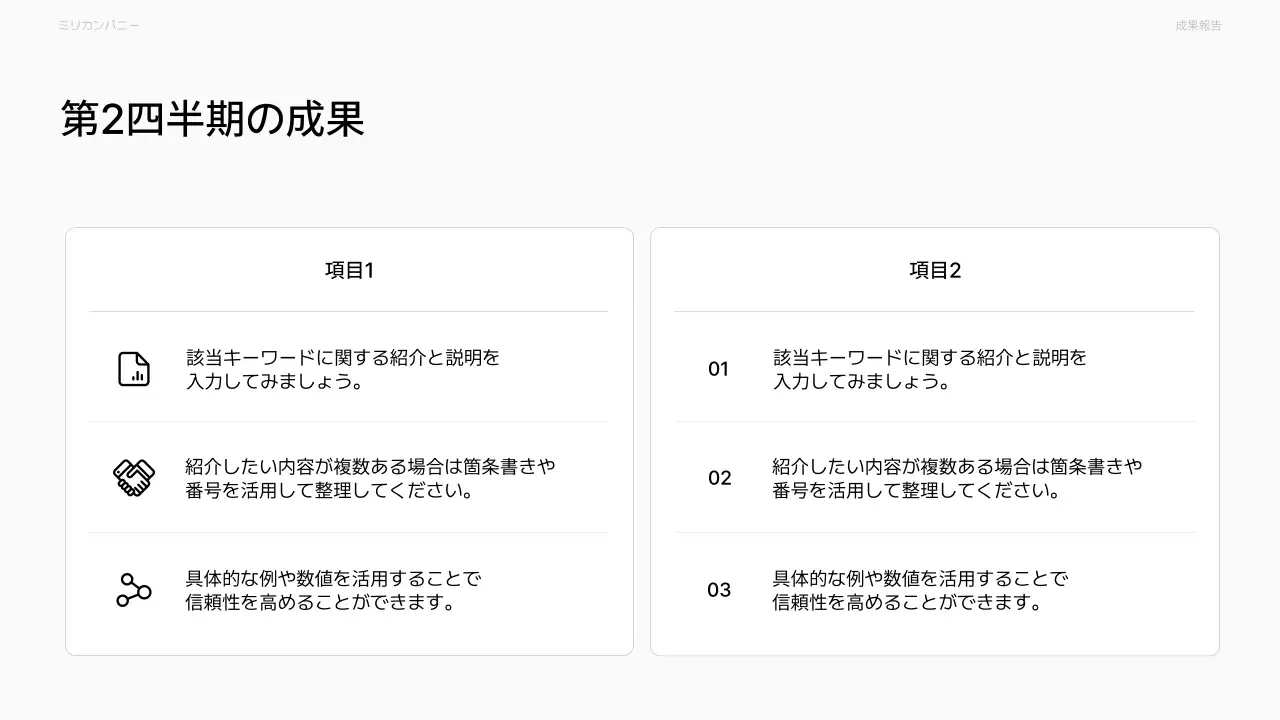 白 シンプル ビジネス 報告書 プレゼンテーション