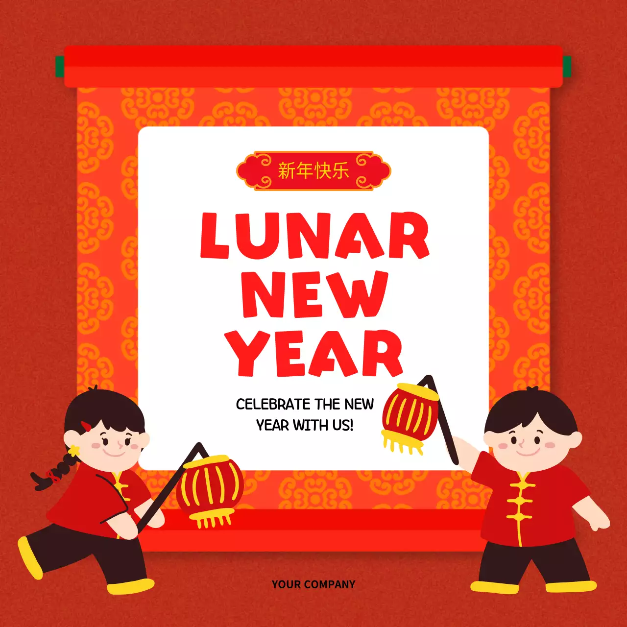 Red Traditional New Year Announcement Social Media Post