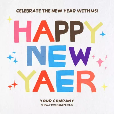 Colorful Pop New Year Invitation Social Media Post