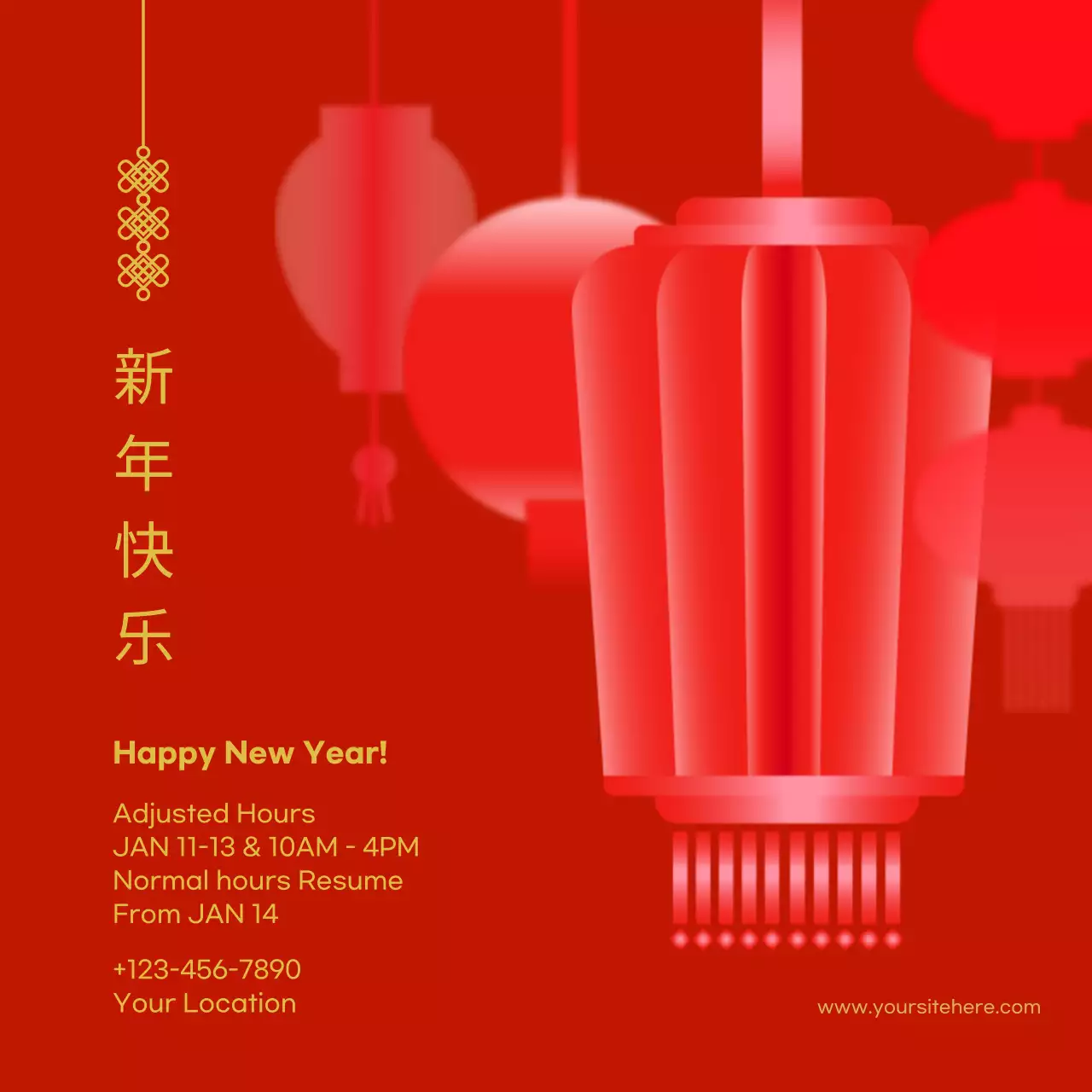Red Traditional New Year Announcement Social Media Post