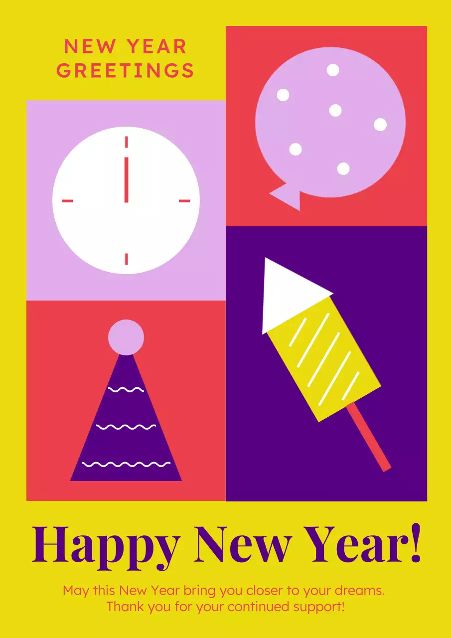 Yellow Modern New Year Invitation Poster