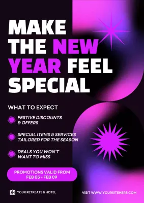 Purple Modern New Year Promotion Poster