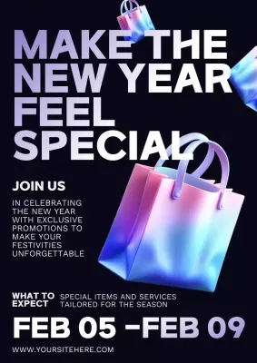 Purple Trendy New Year Promotion Poster