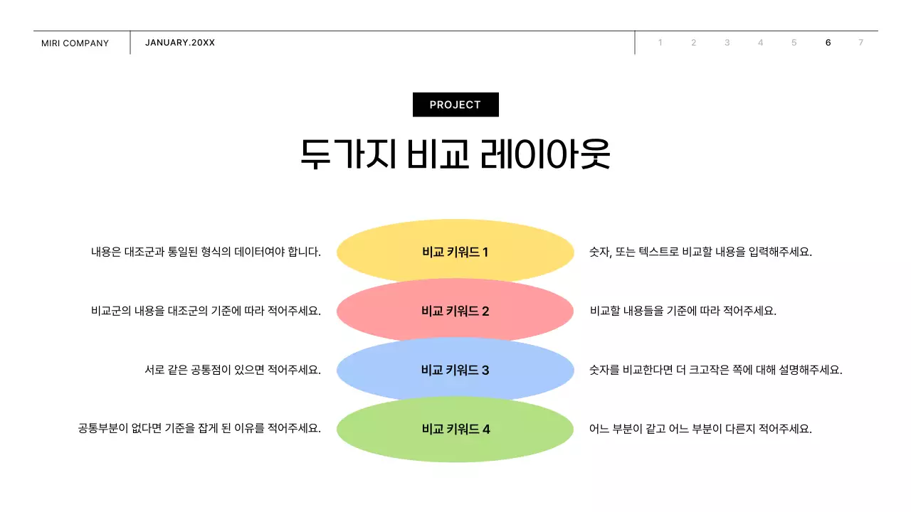 핑크와 노랑의 도형이있는 비즈니스 기획서