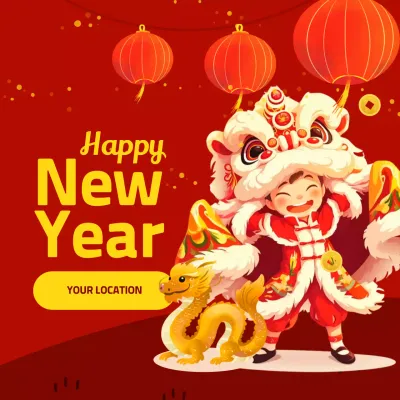Red Cultural New Year Invitation Social Media Post