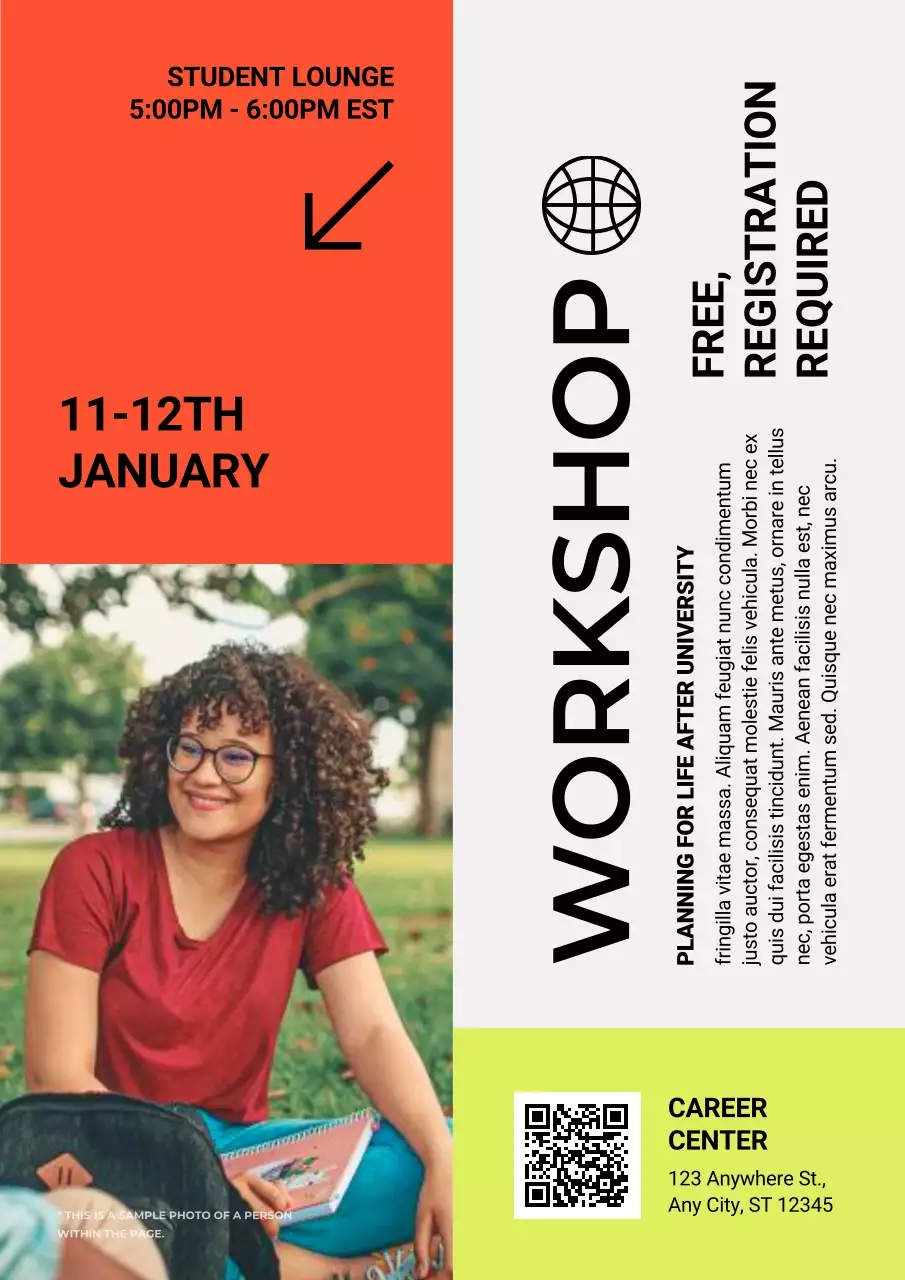 Orange Modern Workshop Registration Poster