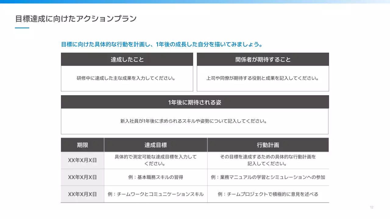 青 シンプル オリエンテーション プレゼンテーション