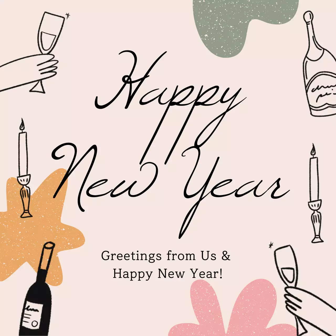 Beige Minimal New Year Invitation Social Media Post