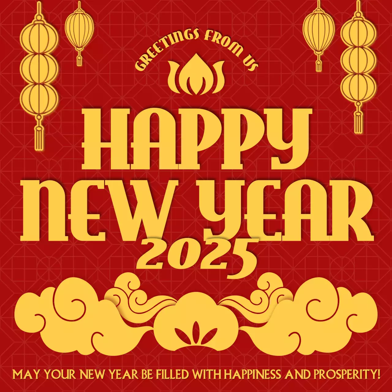 Red Traditional New Year Greetings Card Social Media Post