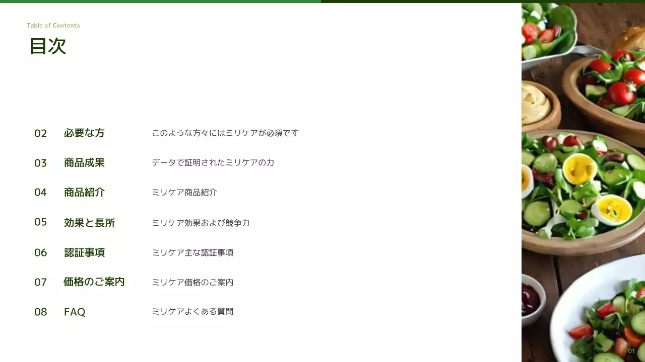 緑 モダン 食品 企画書 プレゼンテーション