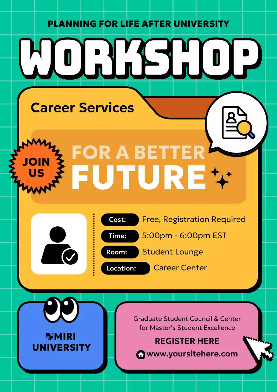 green modern career workshop announcement