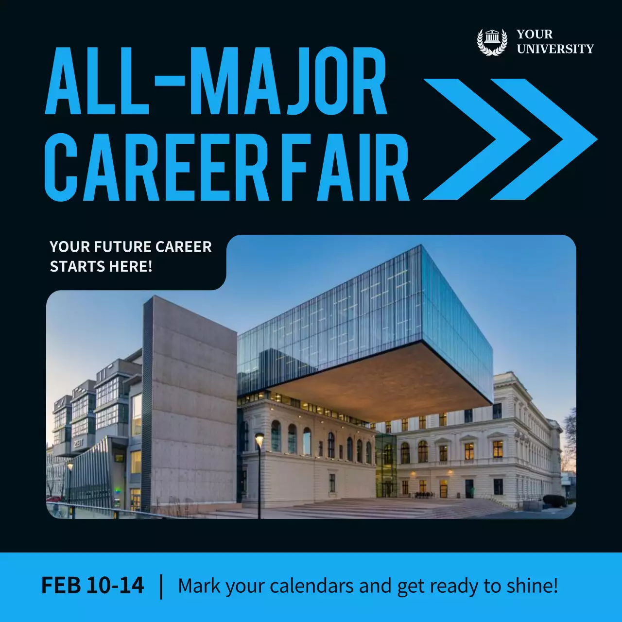 Blue Modern Career Event Social Media Post