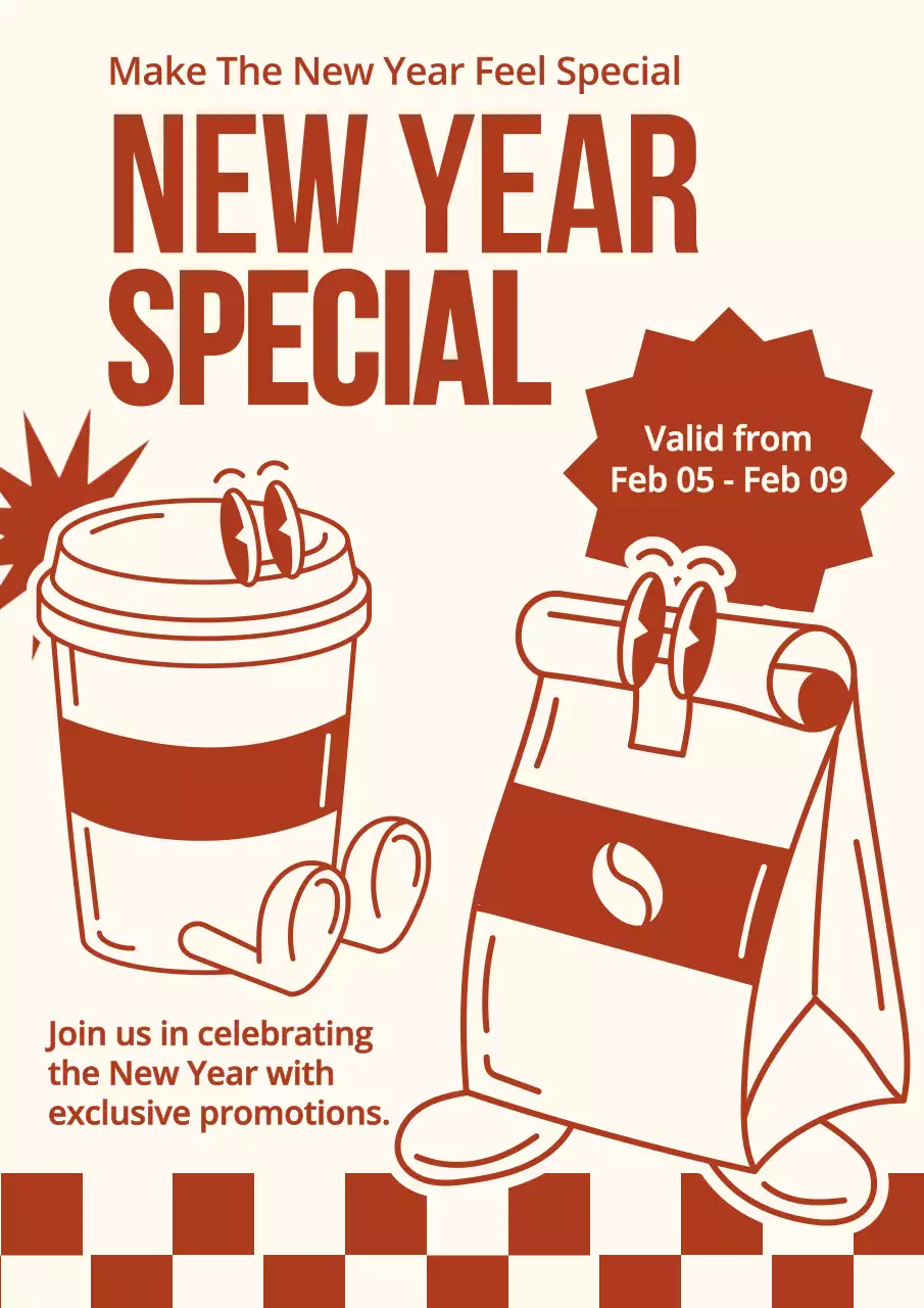 Brown Retro New Year Promotion Poster
