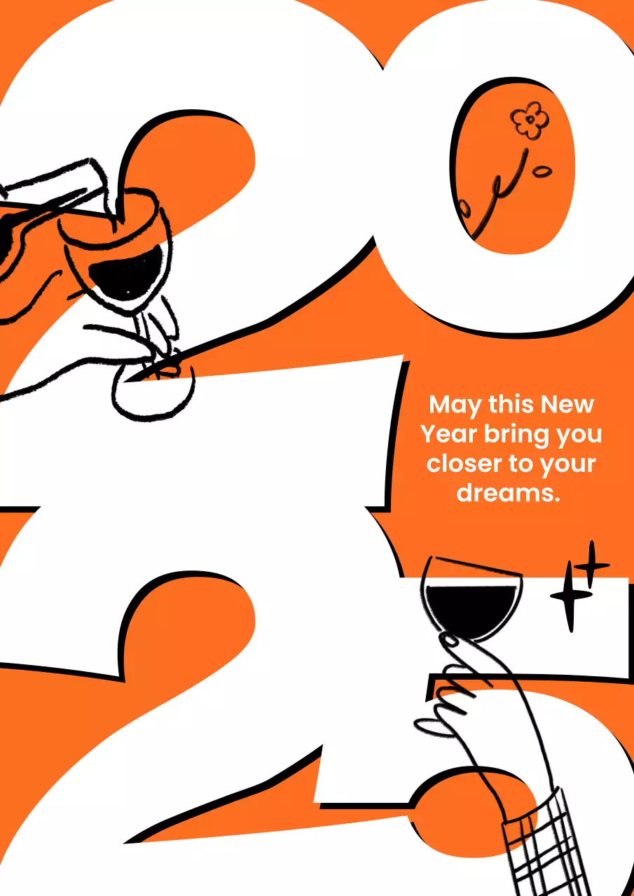 Orange Minimal New Year's Announcement Poster