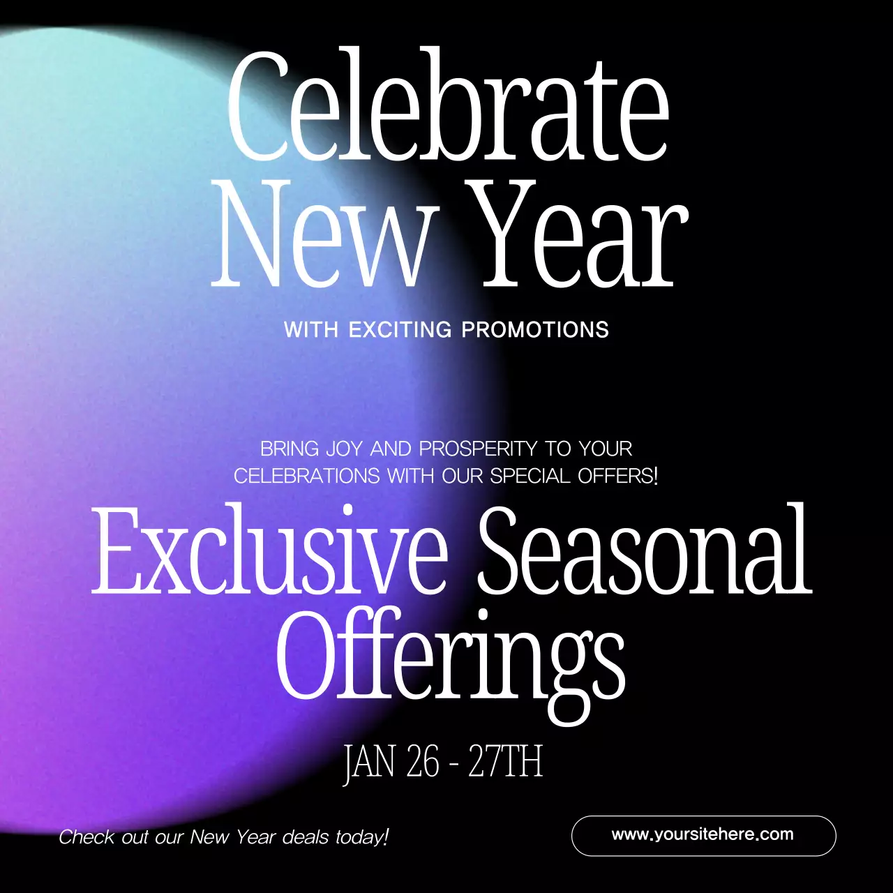 Black Modern New Year Promotion Social Media Post