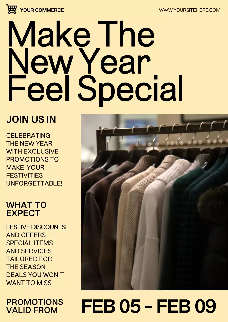 Beige Modern New Year Promotion Poster