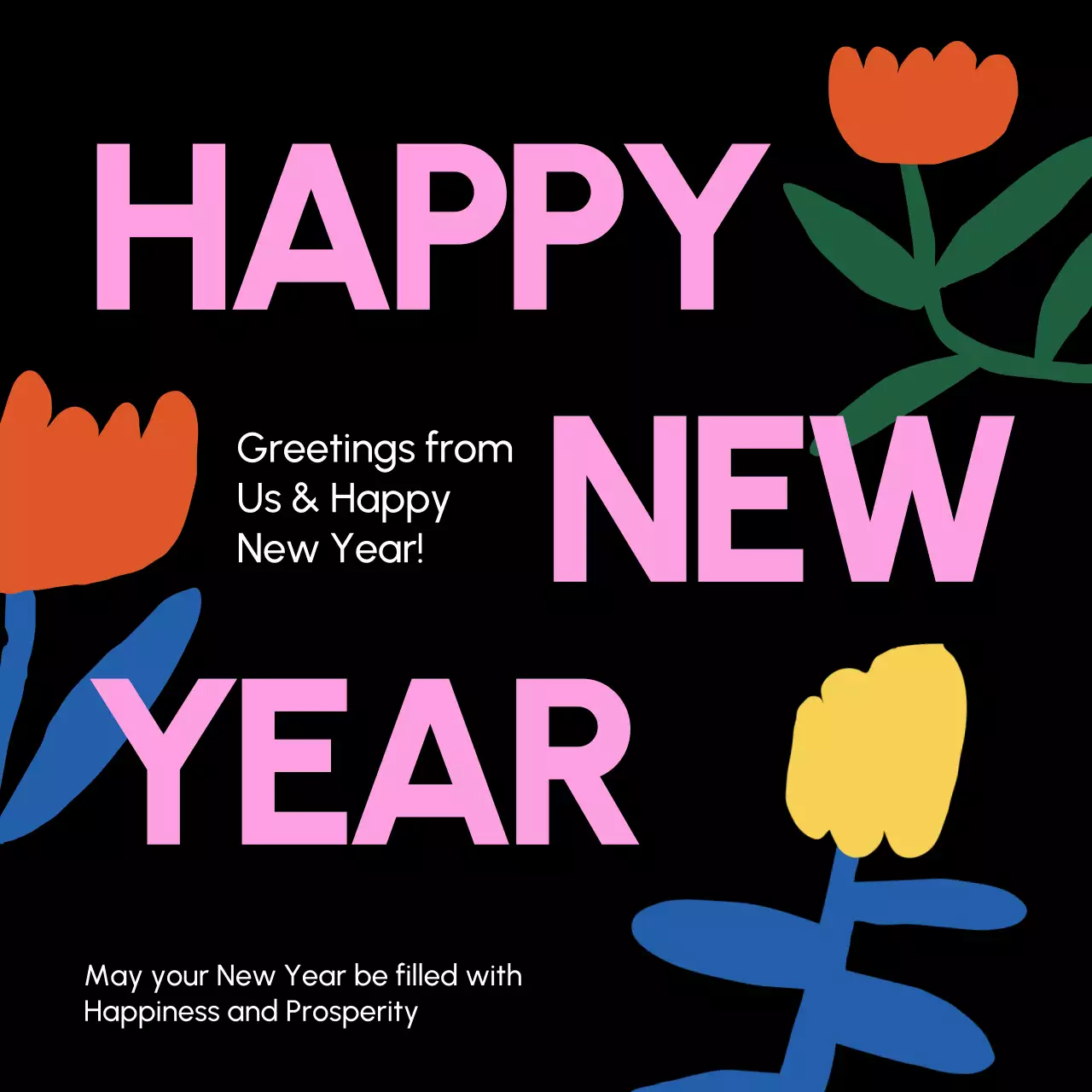 Black Modern Greetings Card Social Media Post