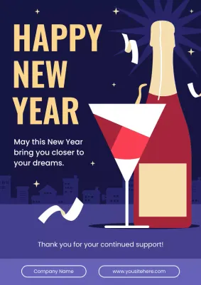 Navy Modern New Year's Invitation Poster