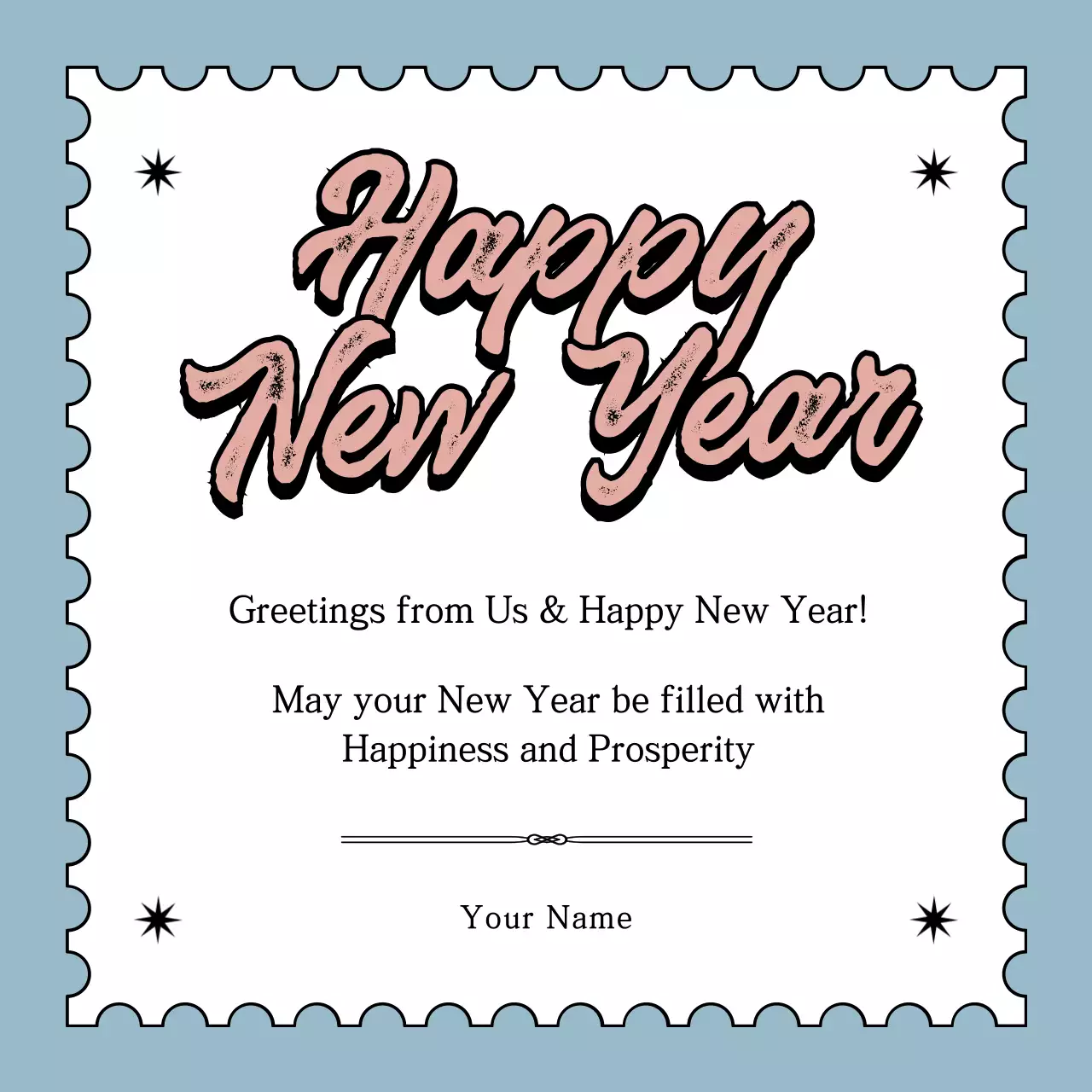 Pink Retro New Year Greeting Card Social Media Post