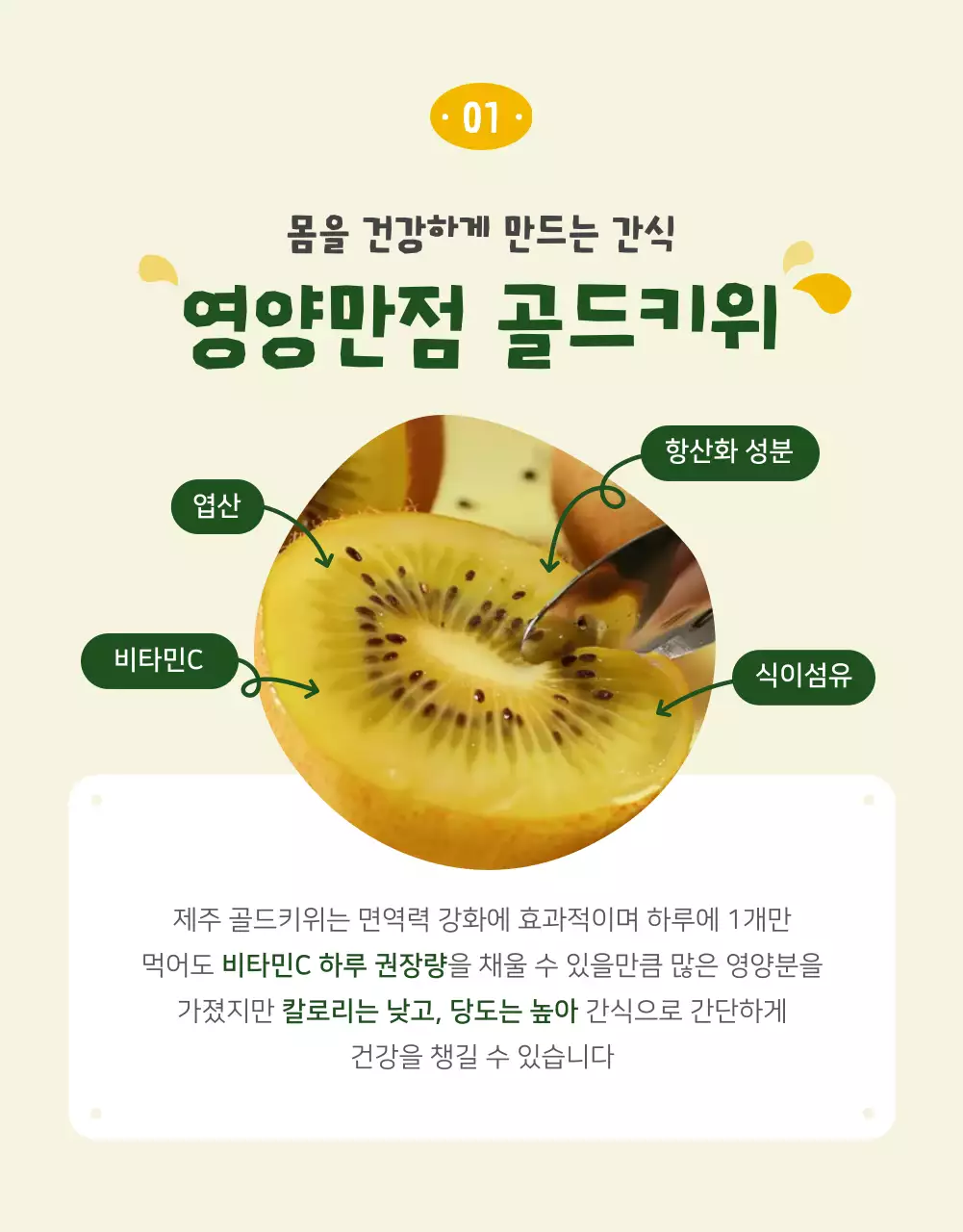 노랑 심플 키위 광고