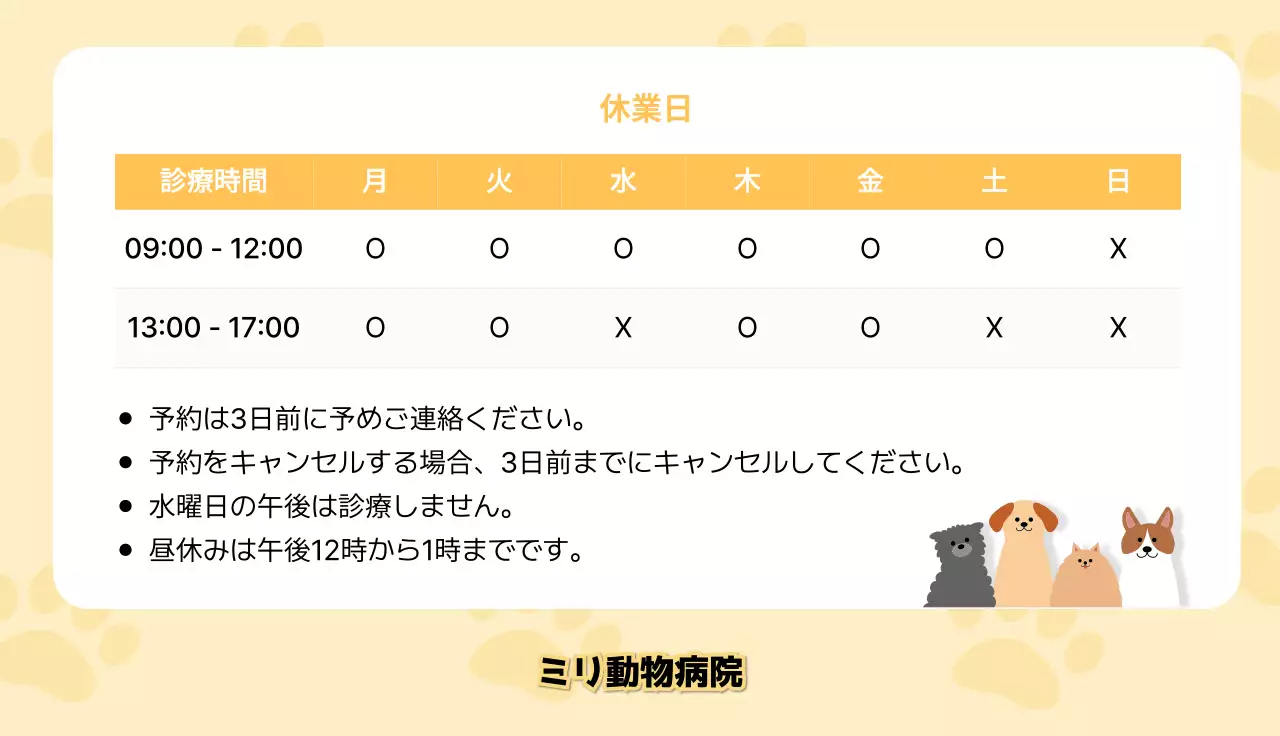 黄色かわいい診療カード