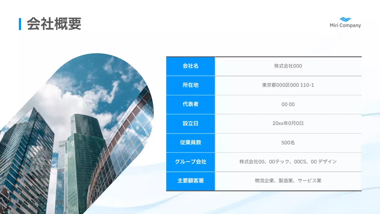 青 モダン 会社資料 プレゼンテーション