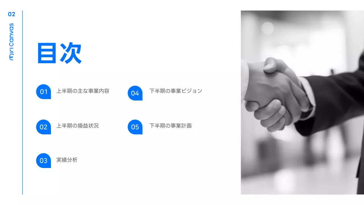 青 モダン ビジネス 報告書 プレゼンテーション