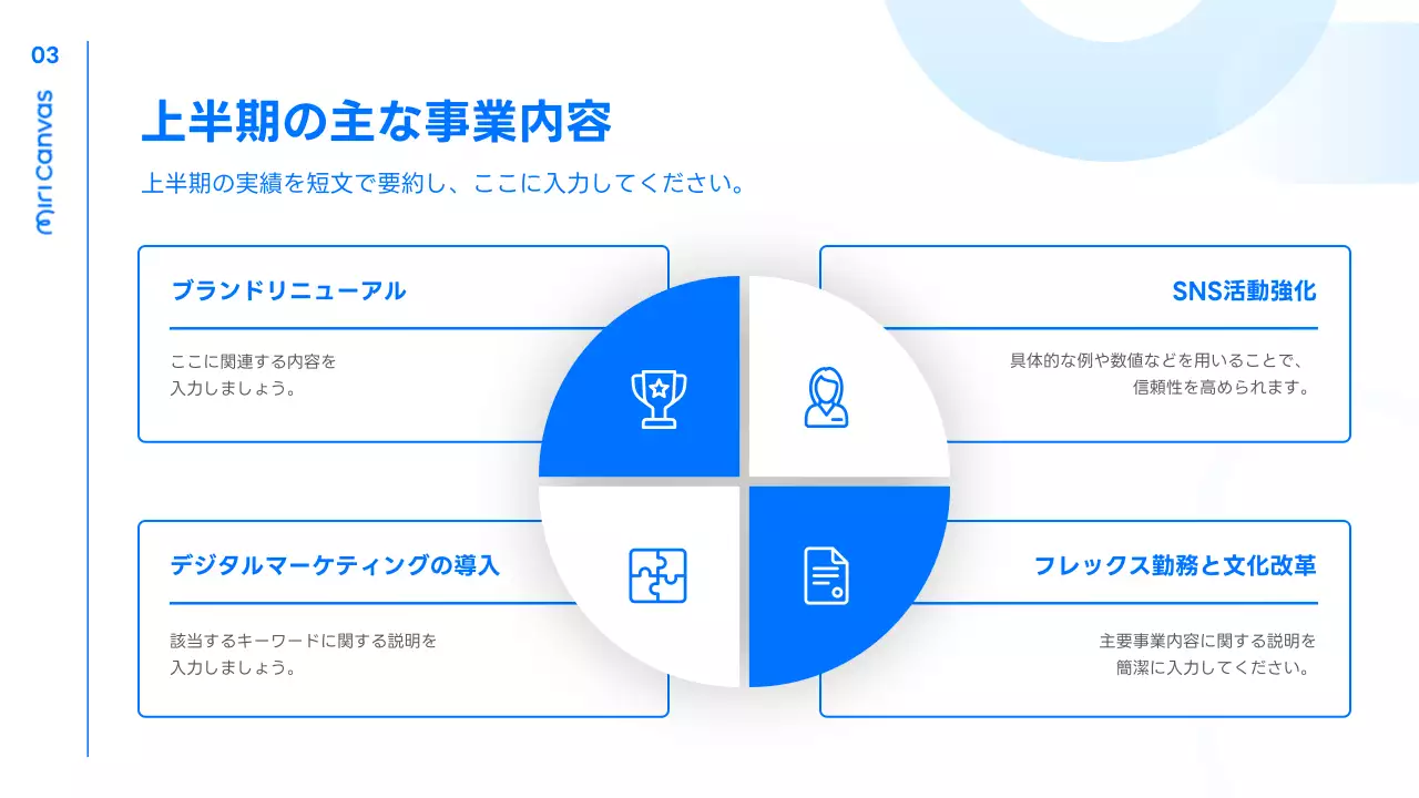 青 モダン ビジネス 報告書 プレゼンテーション